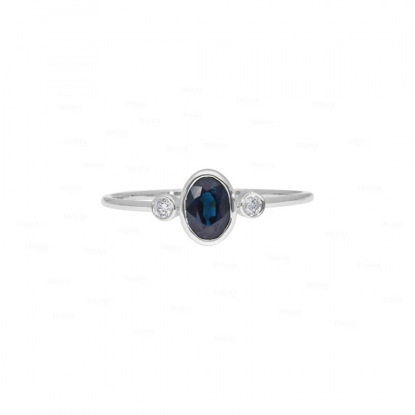 Oval Ring|Blue Sapphire, Diamond