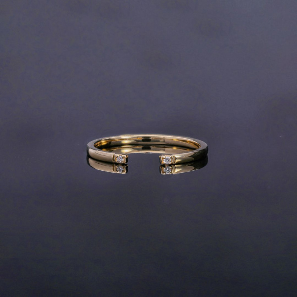 Open Cuff Stack Ring|14k Gold, Diamond