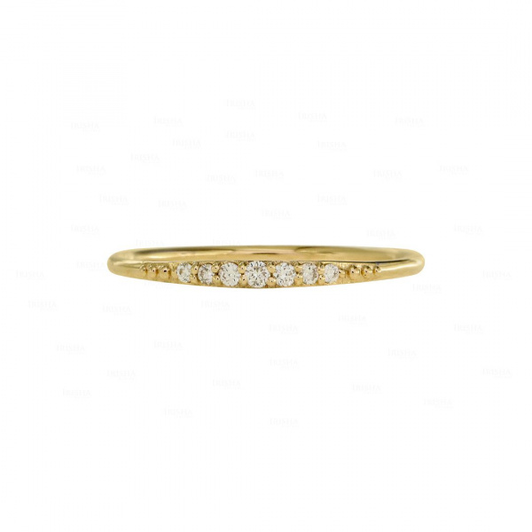 14K Yellow Gold 0.10 Ct. Diamond Minimalist Thin Band Ring Jewelry Size 5.5 US