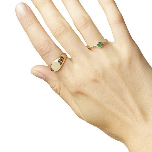 Turquoise/Ruby Starburst Signet Ring|14k Gold