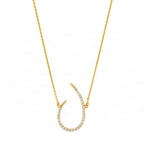 14K Gold Genuine Diamond open circle Pendant necklace fine jewelry