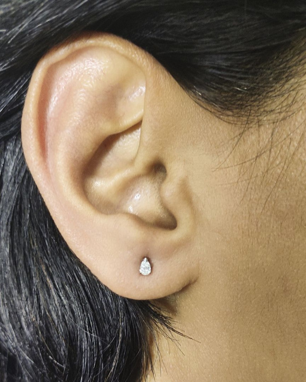 14K Gold 0.22 Ct. Genuine Pear Diamond 5 mm Studs Earrings Fine Jewelry