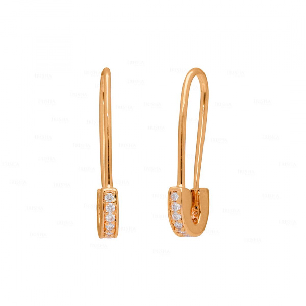 1/10 Ct. VS Clarity Earth Mined Diamond Safety Pin Minimalist 14k Gold Earrings
