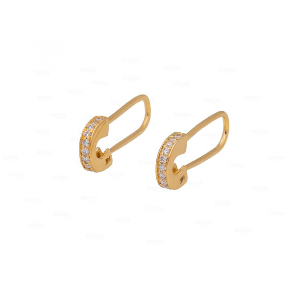 1/10 Ct. VS Clarity Earth Mined Diamond Safety Pin Minimalist 14k Gold Earrings