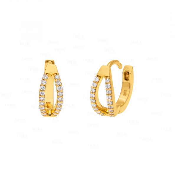 14K Gold 0.18 Ct. Genuine Diamond Minimalist Huggie Hoop Earrings Fine Jewelry