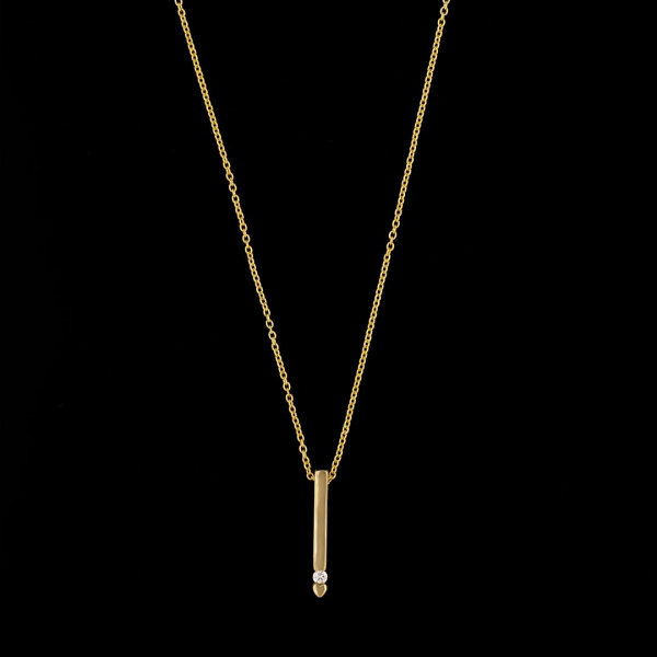 Genuine Diamond Minimalist Bar Necklace 14K Gold Thanksgiving Gift Fine Jewelry