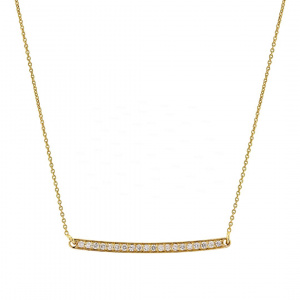 0.20Ct. Real Diamond Minimalist Bar Design Thanksgiving Gift Pendant Necklace in 14k Gold