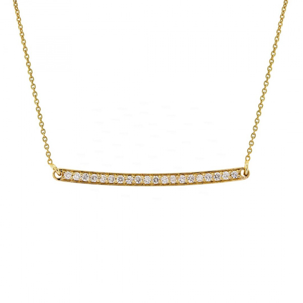 0.20Ct. Real Diamond Minimalist Bar Design Thanksgiving Gift Pendant Necklace in 14k Gold
