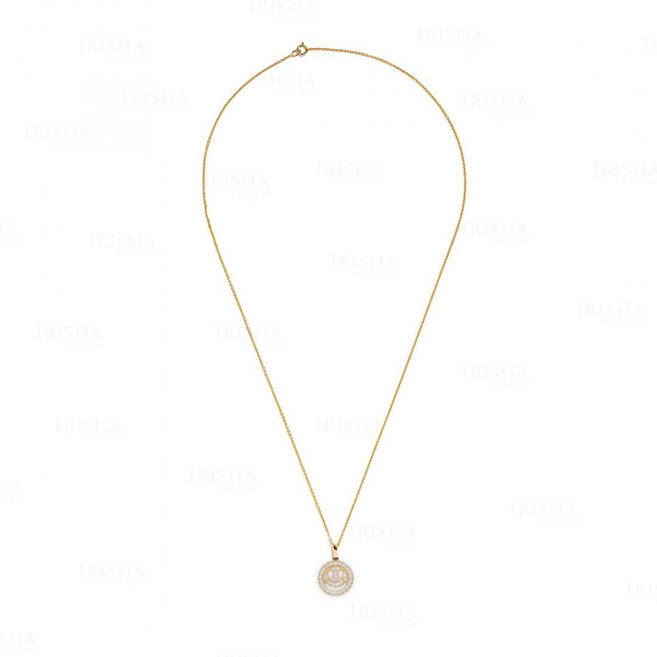 VS Clarity Genuine Diamond Smiley Face Pendant Necklace 14K Gold Jewelry