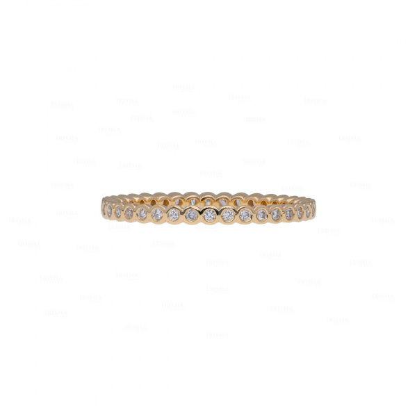 Genuine Diamond Beaded Eternity Ring 14K Gold Fine Jewelry Size- 3 to 8