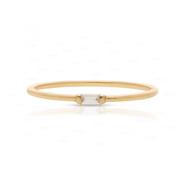 0.05 Ct. Solitaire Genuine Baguette Diamond 14K White Gold Ring Fine Jewelry