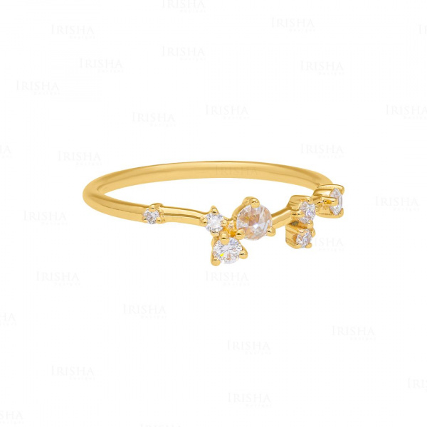 0.12 Ct. Genuine Diamond Cluster Design Ring in 14K Gold Size-3 to 8 US