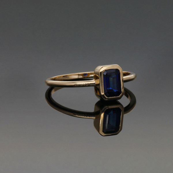 14K Gold 0.70 Ct. Solitaire Genuine Blue Sapphire Gemstone Ring Fine Jewelry