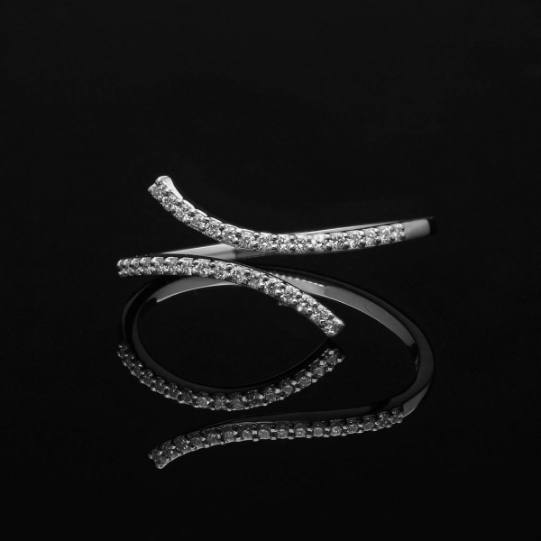 Genuine Diamond Wrap Cuff Open Ring 14K Gold Fine Jewelry Size-3 to 8 US