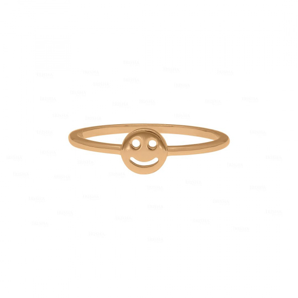 14K Solid Plain Gold Smiley Ring Anniversary Gift Fine Jewelry Size - 3 to 8 US