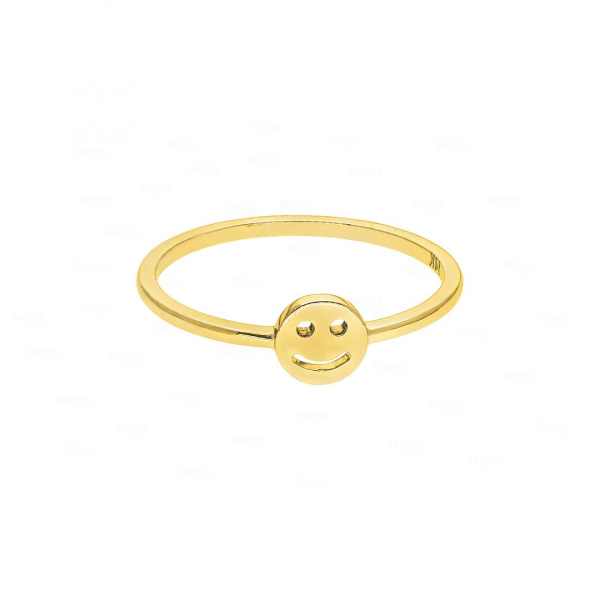 14K Solid Plain Gold Smiley Ring Anniversary Gift Fine Jewelry Size - 3 to 8 US