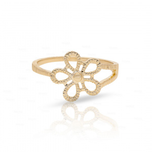 14k Yellow Solid Gold Floral Design Hand Crafted Ring in size 3 US-8 US