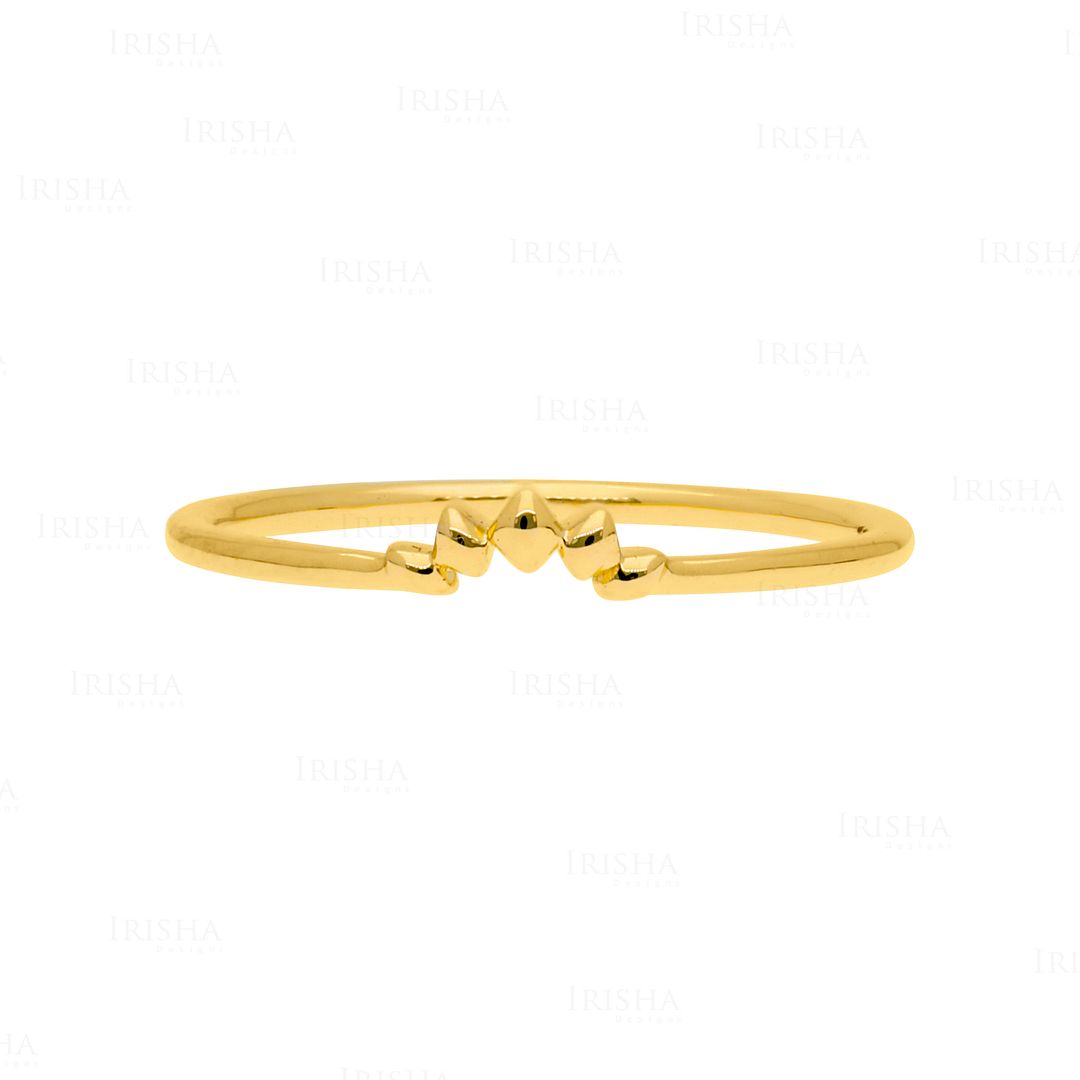 14K Solid Gold Unique Crown Design Delicate Ring Fine Jewelry Size-3 to 8 US