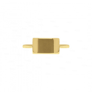 14k Gold A-Z Personalised Engraving Rectangular Shape Bar Design Ring in 3US-8US