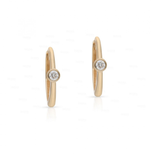 14K Gold 0.10 Ct. Solitaire Genuine Diamonds Hoop Earrings Fine Jewelry