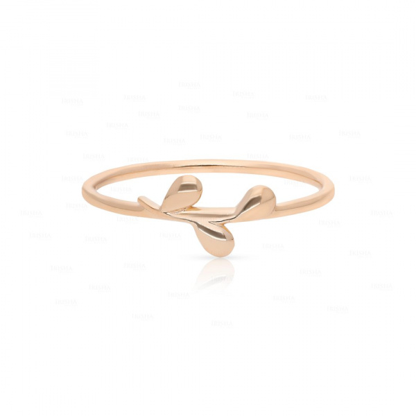 14K Solid Plain Gold Leaf Design Ring Fine Jewelry Size -3 to 8 US