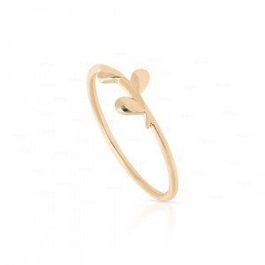 14K Solid Plain Gold Leaf Design Ring Fine Jewelry Size -3 to 8 US