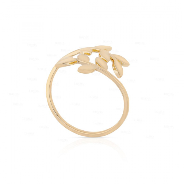 14K Solid Plain Gold Leaf Design Open Ring Fine Jewelry Size -3 to 8 US