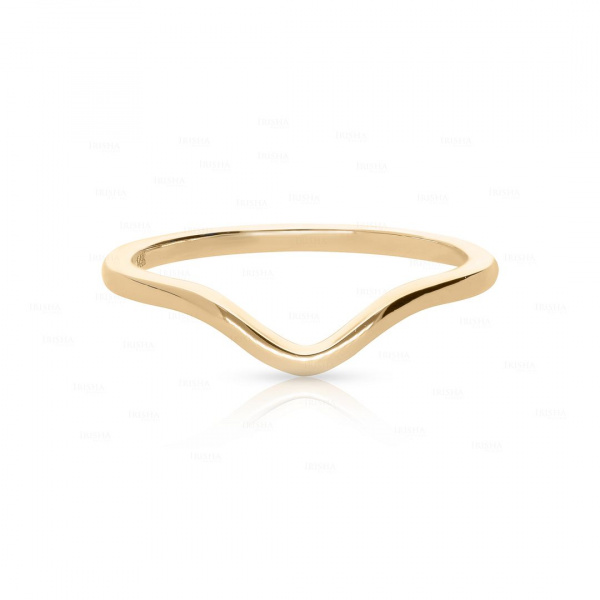 14k Gold Curved Design Ring for Wedding-Engagement-Anniversary in 3US to 8US