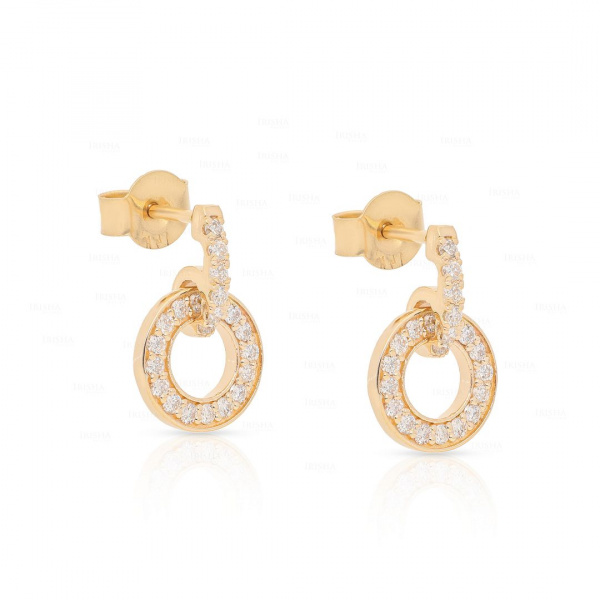 14K Gold 0.44 Ct. Genuine Diamond Open Circle Geometrical Earrings Fine Jewelry