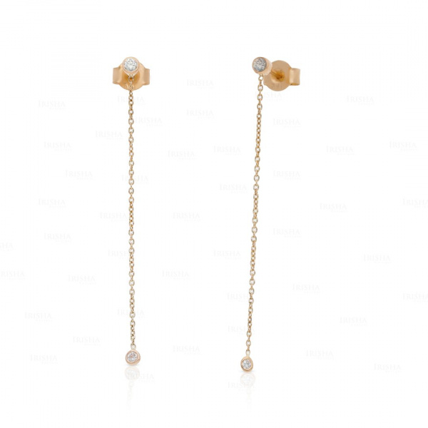 1/5 Ct. Genuine Diamond Long Chain Drop Earrings 14K Gold Gift For Her
