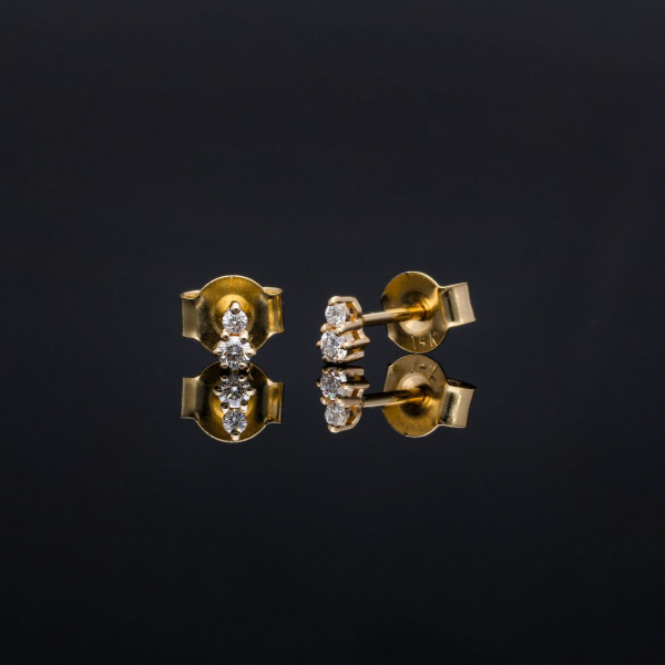 14K Gold 0.09 Ct. Genuine Diamond Minimalist Studs Earrings Fine Jewelry