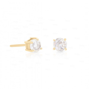 14K Gold 0.40 Ct. Genuine Rose Cut Round Diamond Studs Earrings Fine Jewelry