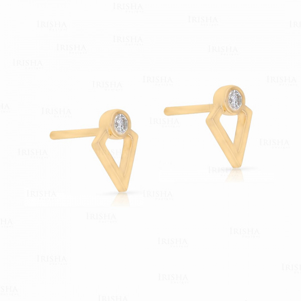 14K Gold 0.12 Ct. VS Clarity Genuine Diamond Minimalist Studs Earrings Jewelry