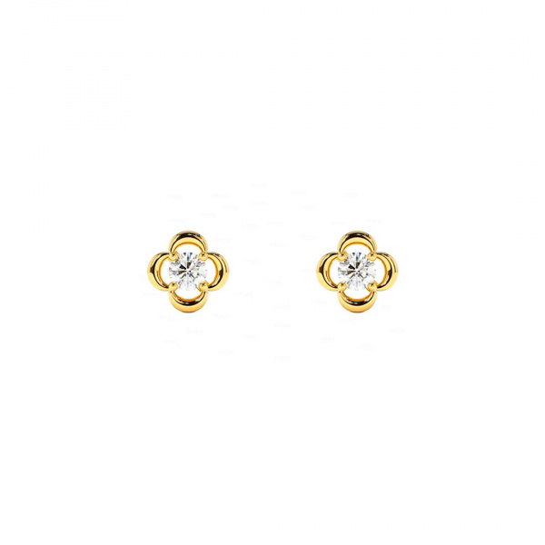 Four Petal Flower Studs | Floral Diamond Earrings
