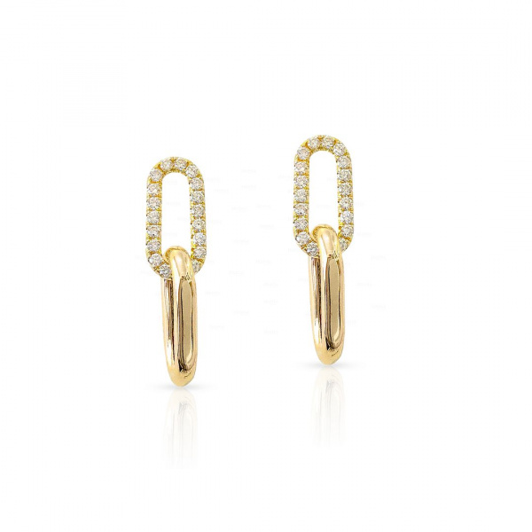 Double Link Chain Earrings|14k Gold, Diamond