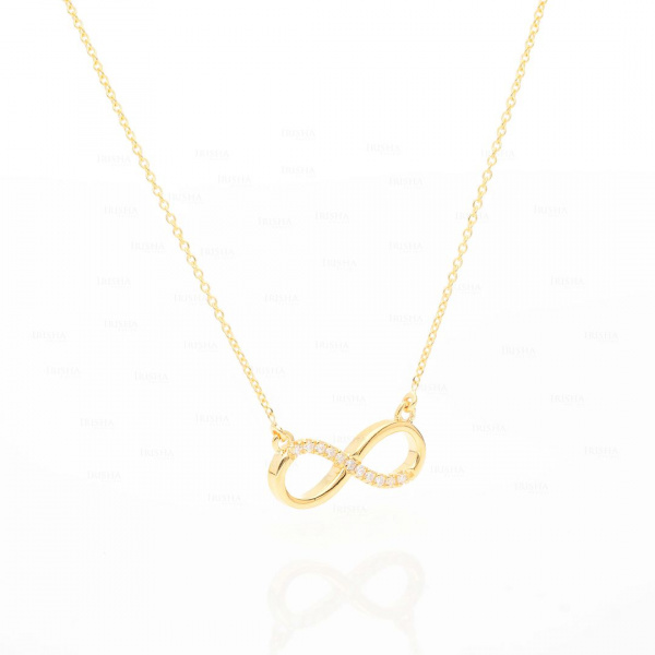 14K Gold 0.10 Ct. Genuine Diamond Infinity Knot Wedding Necklace Fine Jewelry