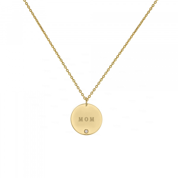 14K Gold Genuine Diamond Personalized Engraved Pendant Necklace Gift Jewelry