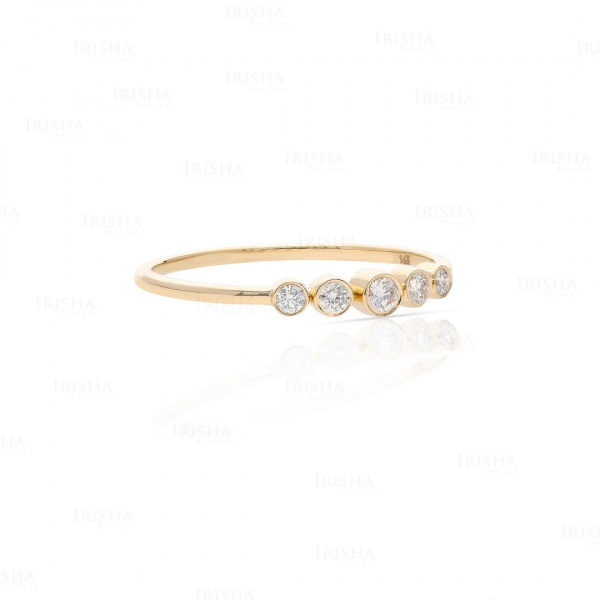 Genuine Five Diamond Wedding Ring 14K Gold Fine Jewelry Size-3 to 8 US