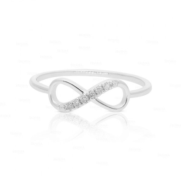 14K Gold 0.04 Ct. Genuine Diamond Love Infinity Knot Ring Size - 3 to 8 US