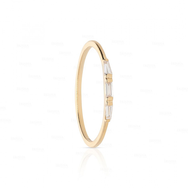 0.15 Ct. Tapered Baguette Diamond Minimalist Ring 14K Gold Fine Jewelry