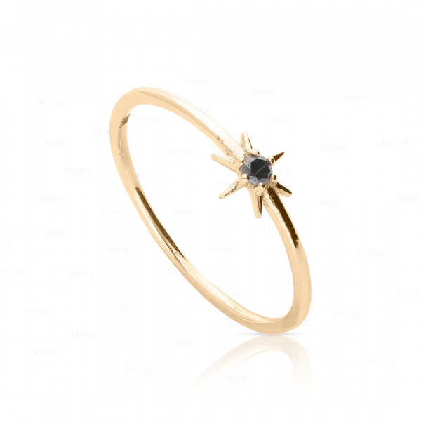 0.05 Ct. Black Diamond Starburst Christmas Gift Ring in 14k Gold Fine Jewelry