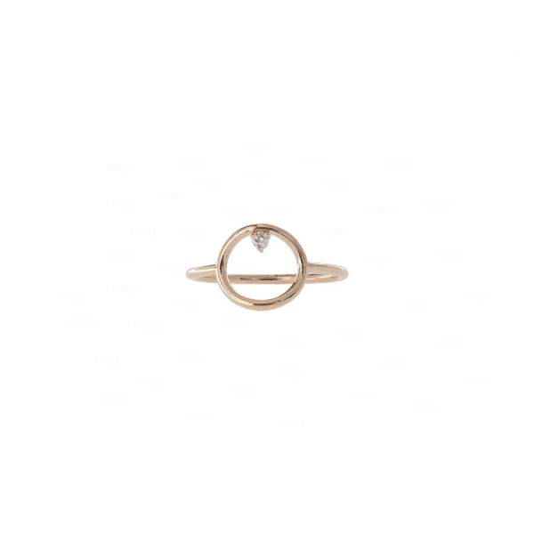 14K Gold 0.02 Ct. Genuine Diamond Open Circle Engagement Ring Fine Jewelry