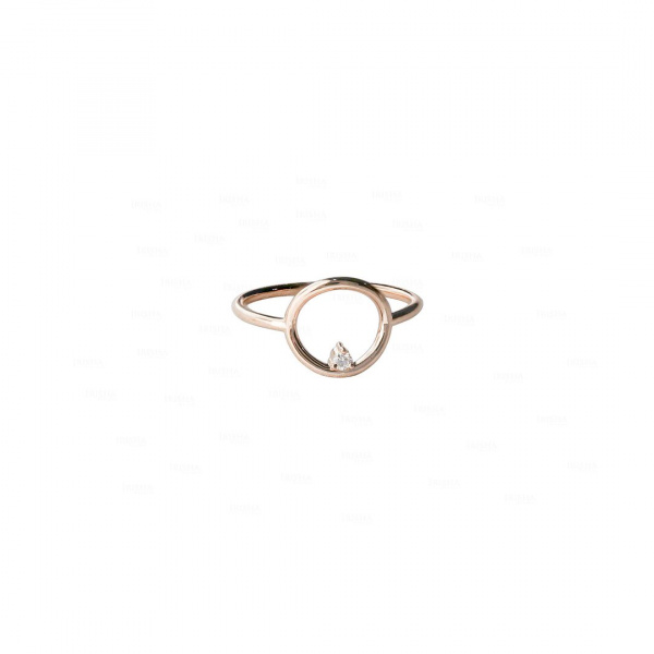 14K Gold 0.02 Ct. Genuine Diamond Open Circle Engagement Ring Fine Jewelry