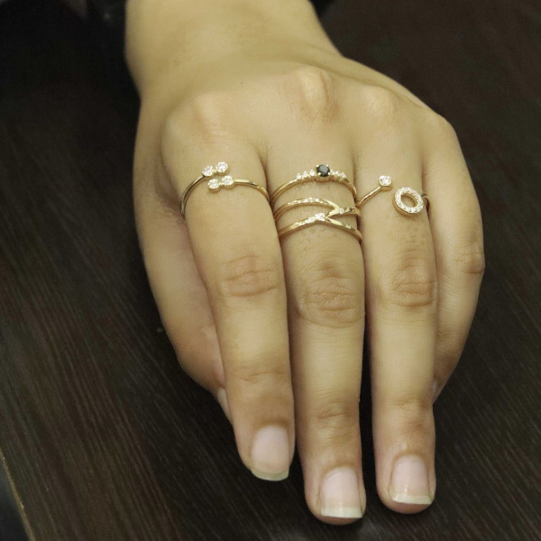 14K Gold 0.13Ct. Genuine Diamond Open Cuff Ring Fine Jewelry Size - 3 to 8 US