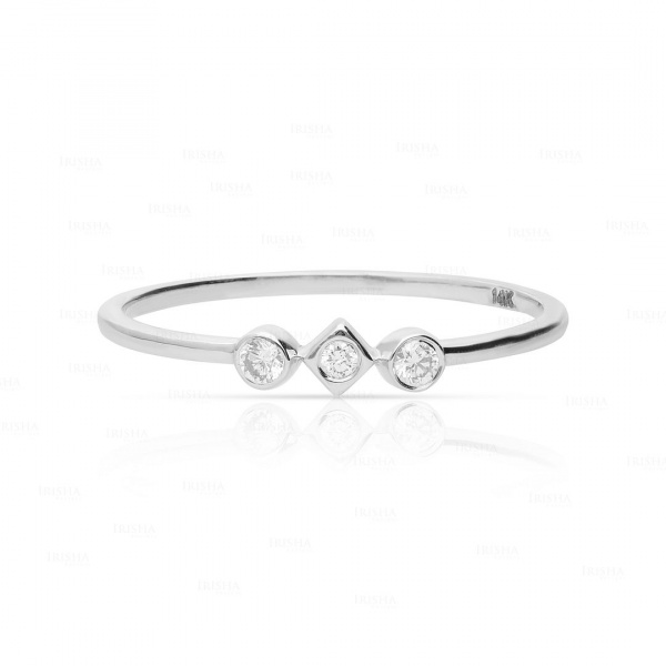 14K Gold 0.07 Ct. Three Genuine Diamond Wedding Ring Fine Jewelry Size -3 to 9