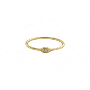 14K Gold 0.01 Ct. Genuine Diamond Evil Eye Ring Fine Jewelry Size -3 to 8 US
