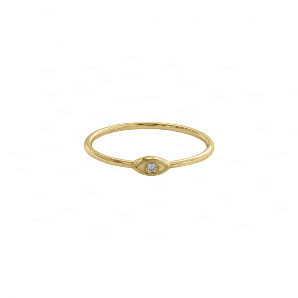 14K Gold 0.01 Ct. Genuine Diamond Evil Eye Ring Fine Jewelry Size -3 to 8 US
