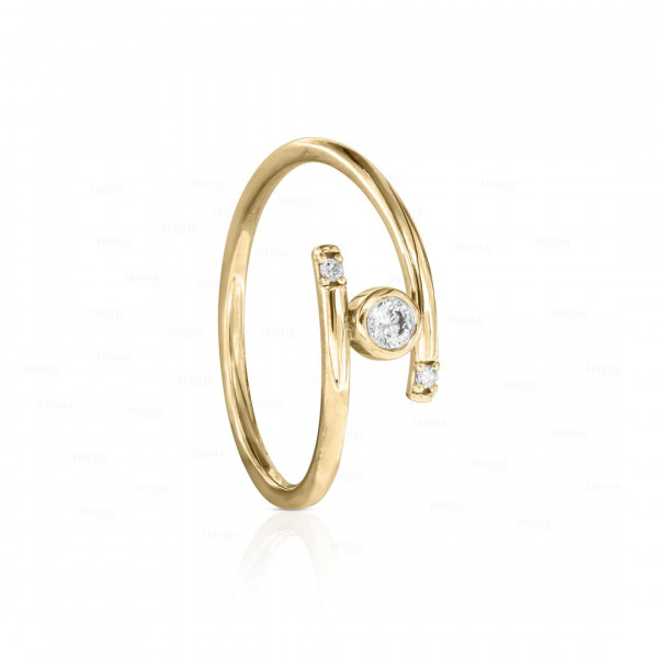 Genuine Diamonds Unique Open Ring 14K Gold Fine Jewelry Size- 3 to 8 US