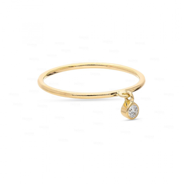 Bezel Diamond Dangle Ring|14k Gold