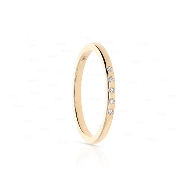 14K Gold 0.05 Ct. Genuine Diamonds Round Engagement Band Ring Fine Jewelry